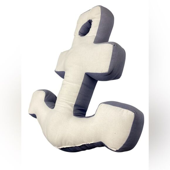Anchor Decorative Blue and White Nautical Pillow - Picture 2 of 4